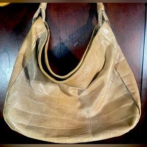 Furla crocodile embossed leather shoulder bag.